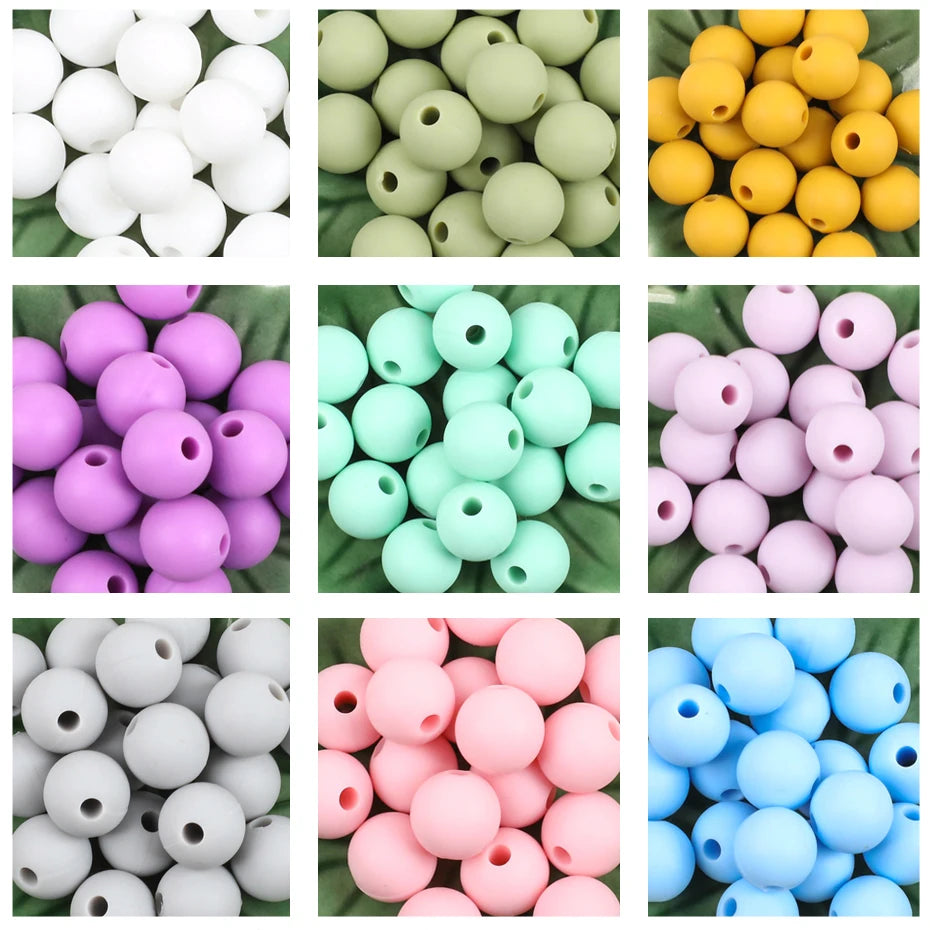 Let'S Make 100pc Teething Beads Pendant 9mm Tiny Rod Baby Crib Mobile On Bedding Teether Toys Baby Silicone Teether Baby Toys