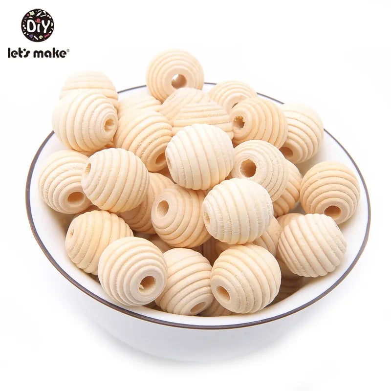 Let's Make Wooden Teething Beads BPA Free Food Grade Thread Wood Bead For Infant Baby Rattle Play Gym Toys Baby Wooden Teether