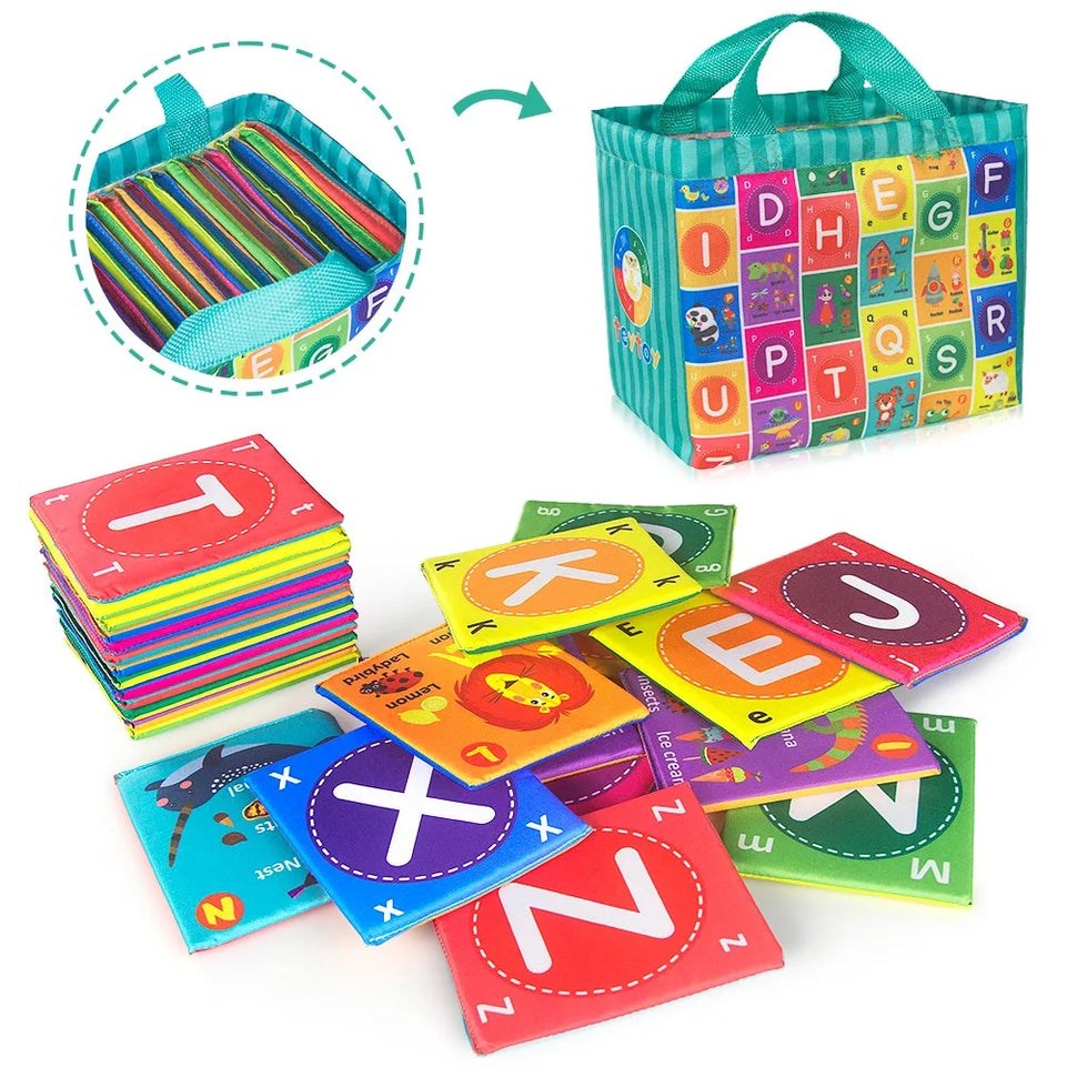 teytoy Baby Soft Alphabet Cards Toys, Baby Early Learning Puzzle Toy with Storage Bag,Washable Soft Cloth Toy