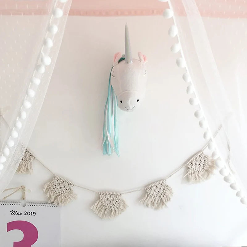 Soft Unicorn Plush Stuffed Animal Wall Decoration Head Toys Baby Room Nursery Decor Unicorn Wall Hanging Kids Bedroom Accessory