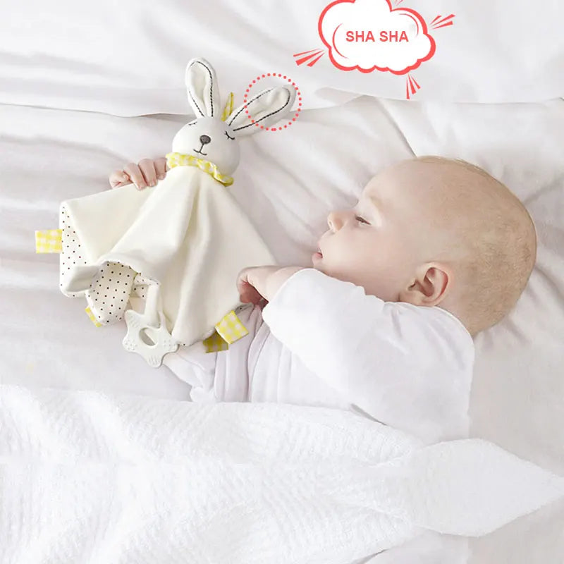 Toys For Babies Cute Bunny Plush Rattle Toys Baby Games Soft Plush Blanket Toys Stuffed Animals Towel Doll Baby Toys 0 12 Months