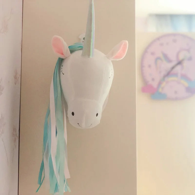 Soft Unicorn Plush Stuffed Animal Wall Decoration Head Toys Baby Room Nursery Decor Unicorn Wall Hanging Kids Bedroom Accessory