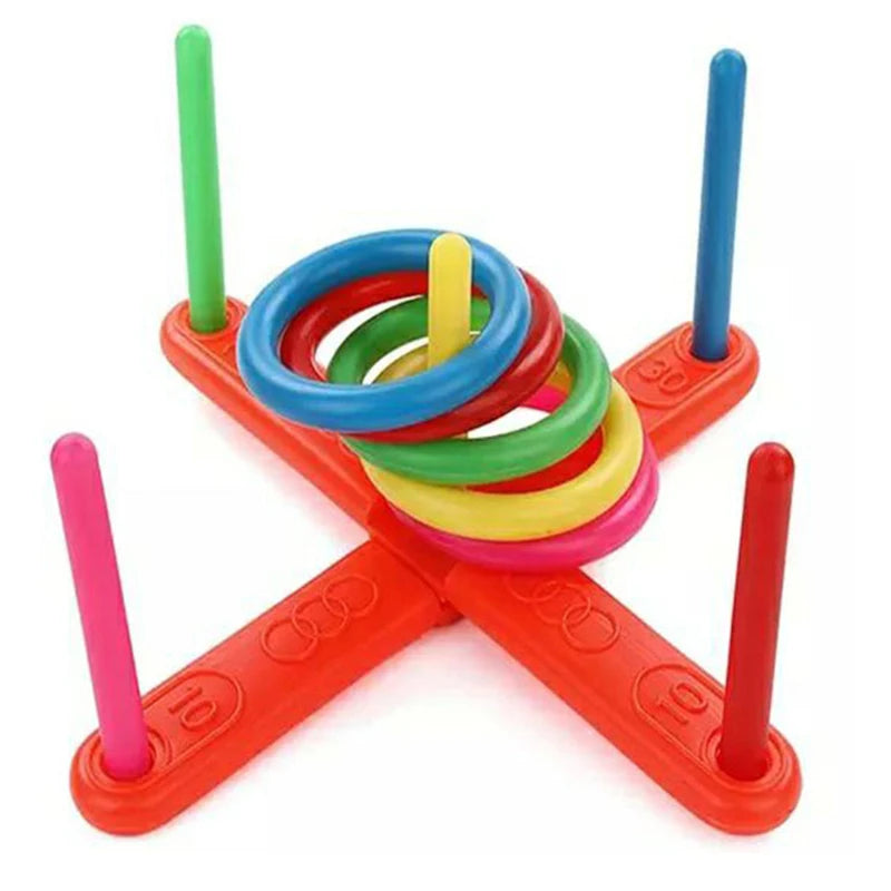 1Set Kids Stacking Rings Outdoor Fun Game Classic Intelligence Educational Toys Baby Children Ring Toss Cast Throw Circle Toys